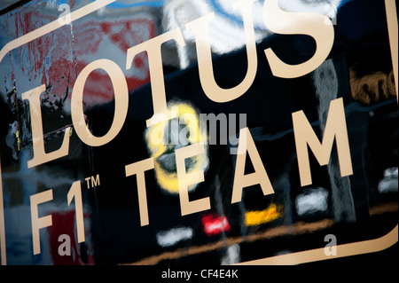 Lotus F1 Team Logo, Formula 1 testing sessions near Barcelona in February 2012. Stock Photo