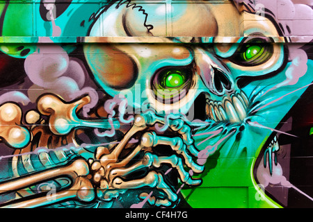 Street art on the side of a building in Shoreditch in the east end of London. Stock Photo