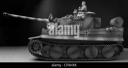 Monochrome image of Tiger 1 tank with Zimmerit anti mine coating in late camouflage colours Stock Photo