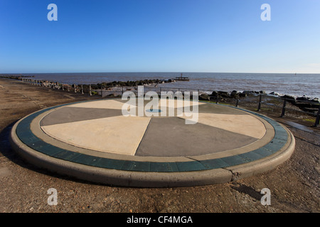 The Euroscope at Ness point, a plaque at Lowestoft marking Britain's most easterly point. Stock Photo