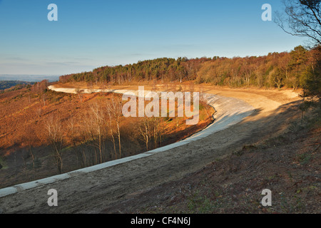 The location of the old A3 London to Portsmouth road at Hindhead, shortly after being restored back to heathland. Feb 2012. Stock Photo