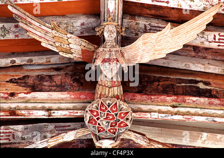 A carving of an angel in the ceiling of Holy Trinity Church in Blythburgh. The church is sometimes affectionately called ‚’The C Stock Photo