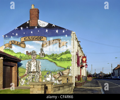 Cassop Vale Colliery mural at the end of the Victoria Inn pub. Stock Photo