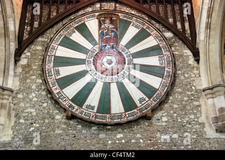 The Round Table in the Great Hall in Winchester. The table was once thought to be that as the mysterious table of the 'Once and Stock Photo