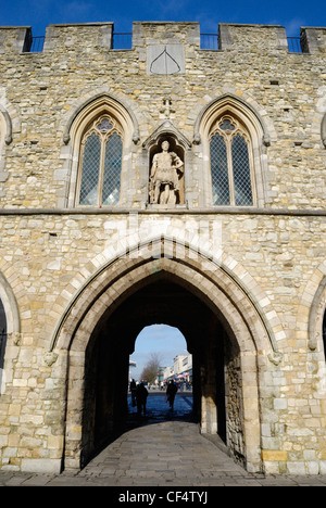 The Bargate in Southampton was built in Norman times and was part of the fortified walls of the city providing access  from the Stock Photo