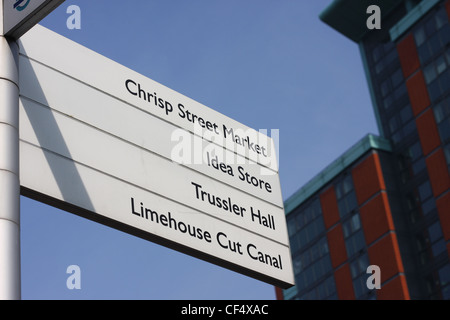 Chrisp Street Market is located in Poplar in the London Borough of Tower Hamlets. Stock Photo