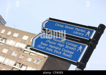 Chrisp Street Market is located in Poplar in the London Borough of Tower Hamlets. Stock Photo