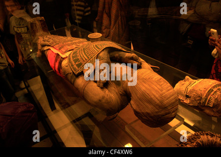 Egyptian mummy in the Louvre Museum in Paris, France, December 28, 2011. Stock Photo