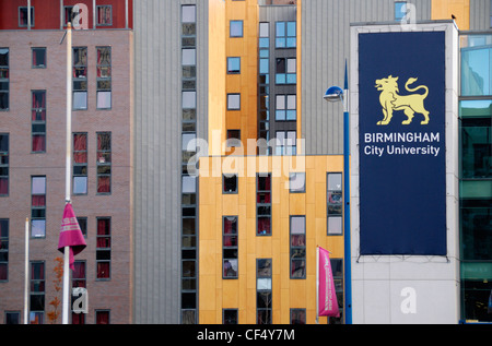 Birmingham City University sign and buildings. Stock Photo