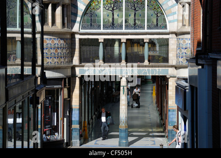 The entrance to the Royal Arcade in Norwich, built in 1899 on the site of the yard of the Royal Hotel. Stock Photo