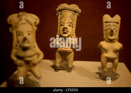 Women clay statuettes are displayed in the National Museum of Anthropology in Mexico City. Stock Photo