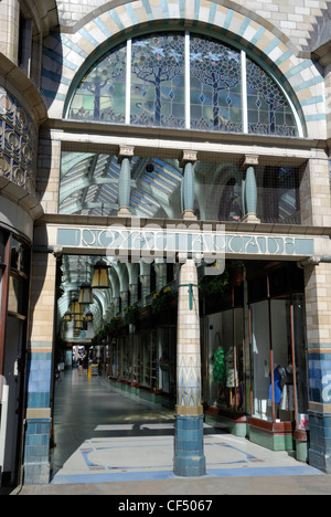 The entrance to the Royal Arcade in Norwich, built in 1899 on the site of the yard of the Royal Hotel. Stock Photo