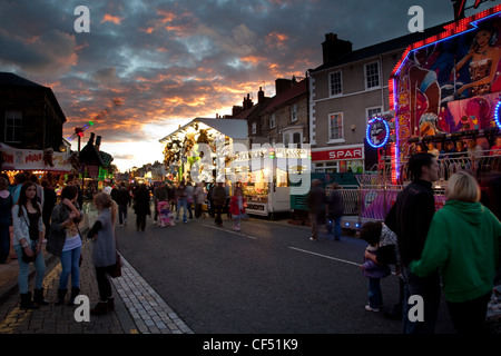 People enjoying Stokesley fair, held in the High Street every September. Stock Photo