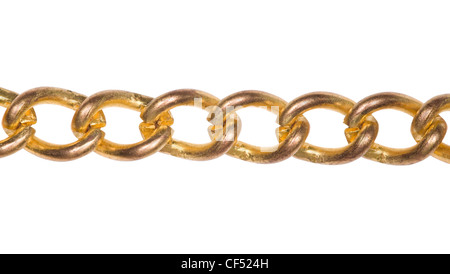 Fragment of gold chain isolated on white background Stock Photo