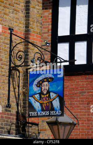 The Kings Head pub sign in Barnet High Street. Stock Photo