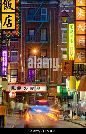 Chinatown New York Neon Signs Restaurants Stock Photo