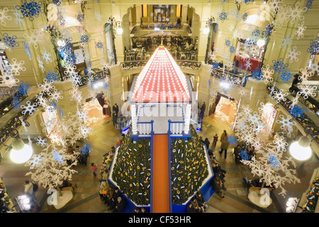 New year in Moscow. GUM trading house. Modern shopping center interior. Stock Photo