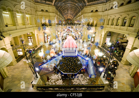 New year in Moscow. GUM trading house. Modern shopping center interior. Stock Photo