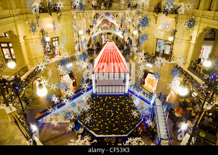 New year in Moscow. GUM trading house. Modern shopping center interior. Stock Photo