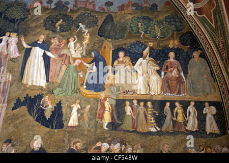 Scenes of Earthly Life and Sacrament of Penitence, by Andrea di Bonaiuto Spanish Chapel Santa Maria Novella Florence Italy Stock Photo