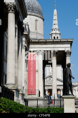 The National Gallery with a view to St Martin's in the Field church. Stock Photo