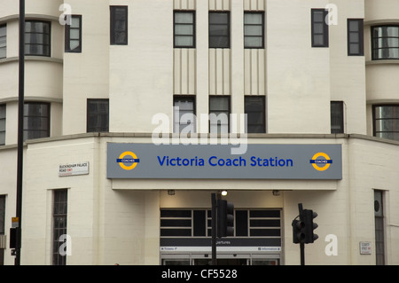 An entrance to Victoria Coach Station in Buckingham Palace Road. Stock Photo