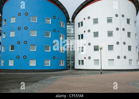 The University of East London residence halls alongside the Royal Albert Dock. Stock Photo