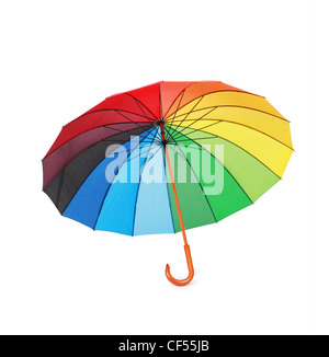opened multicoloredd umbrella isolated on white background Stock Photo