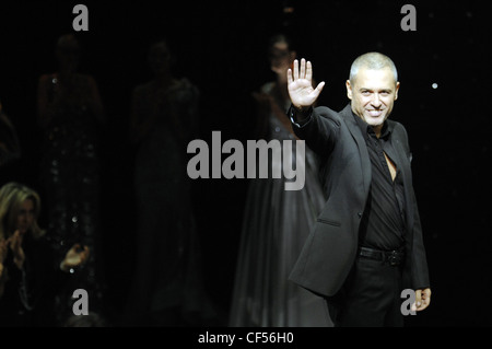 Elie Saab Paris Haute Couture Autumn Winter  Fashion designer Elie Saab wearing black waving and smiling Obligatory Stock Photo