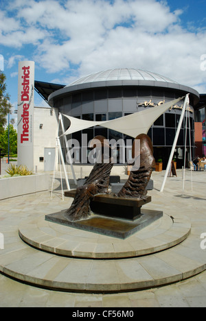 Sculptures at the front of the Milton Keynes theatre district. Stock Photo