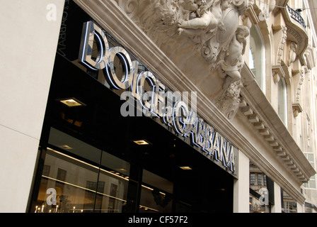 Signage for the Dolce and Gabbana designer store on Old Bond Street. Stock Photo