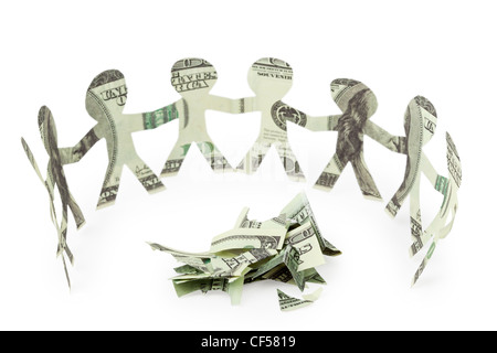dollars little people cutouts dance in half ring around cut off slices of dollar