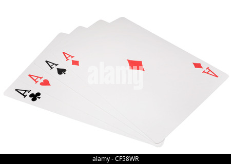 playing cards four aces isolated on white background, Cards poker blackjack Stock Photo