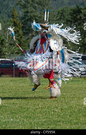 Waterton Lakes National Park Blackfoot dancer in the Fancy Dance at the Blackfoot Arts & Heritage Festival Pow Wow organized Stock Photo