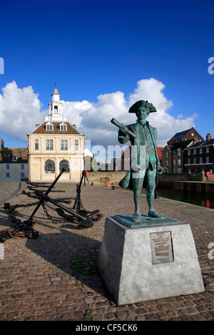 Memorial statue of Captain George Vancouver with the Custom House in ...