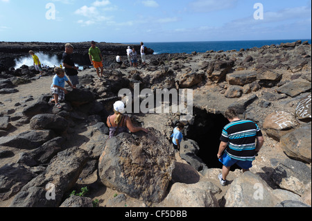 Olho Azul (Blue Hole) in Buracona, Sal, Cape Verde Islands, Africa Stock Photo