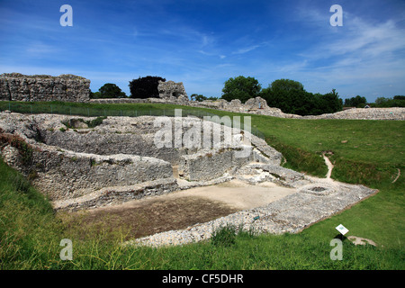 Summertime view of the ruins of Castle Acre Castle, Castle Acre village, North Norfolk, England, UK Stock Photo