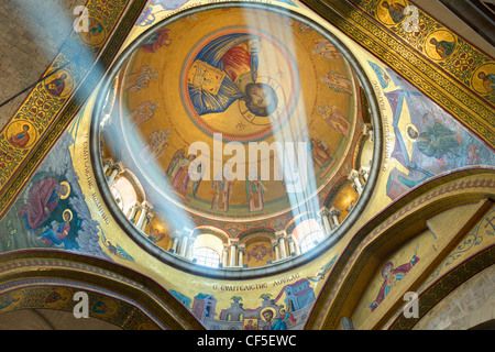 The dome of the Catholicon which the church at the center of the Church of the Holy Sepulchre in Jerusalem, Israel. Stock Photo