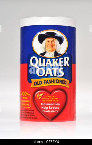 Container of Quaker Oats Old Fashioned Oatmeal on white background isolate USA Stock Photo