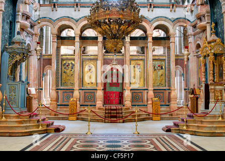 The Catholicon is the church at the center of the Church of the Holy Sepulchre in Jerusalem, Israel. Stock Photo