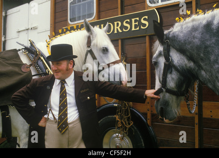 Heavy Horse show. Whitbread Brewery Dray horse driver. London Uk.  HOMER SYKES Stock Photo