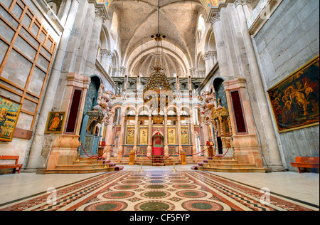 The Catholicon is the church at the center of the Church of the Holy Sepulchre in Jerusalem, Israel. Stock Photo