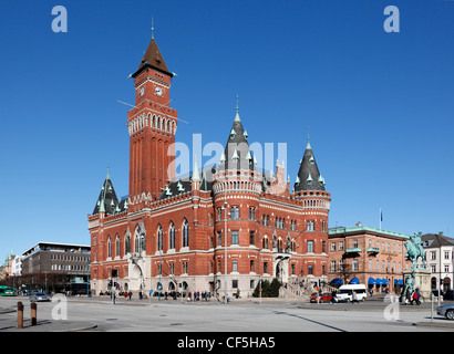 The neo-Gothic city hall from 1897 at Hamntorget / Stortorget in Helsingborg, Sweden Stock Photo