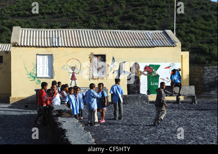 School of Portela  in Crater Cha das Caldeiras, Fogo Island, Cape Verde Islands, Africa Stock Photo