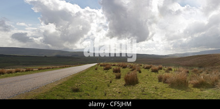 Durham Dales with single track road winding its way through Teesdale and Weardale Stock Photo