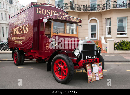 A vintage Leyland removal van on display at the Magnificent Motors event on the seafront. Stock Photo