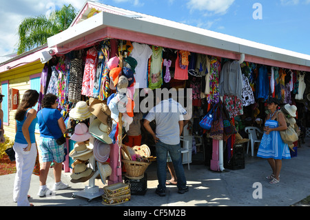 Shops in Straw Market, Freeport, Bahamas Stock Photo