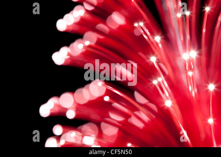 fiber optics close-up, focal point on distant fibres Stock Photo