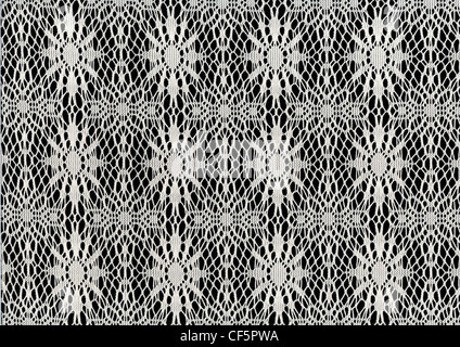 Patterns in white lace on a black background Stock Photo