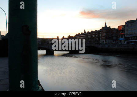 A view of the River Lee at dusk in County Cork. Stock Photo